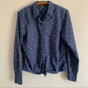 Eddie Bauer Navy Button Up with Sunrise Print sz L